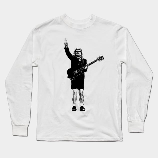 Retro Angus Young Long Sleeve T-Shirt by tykler